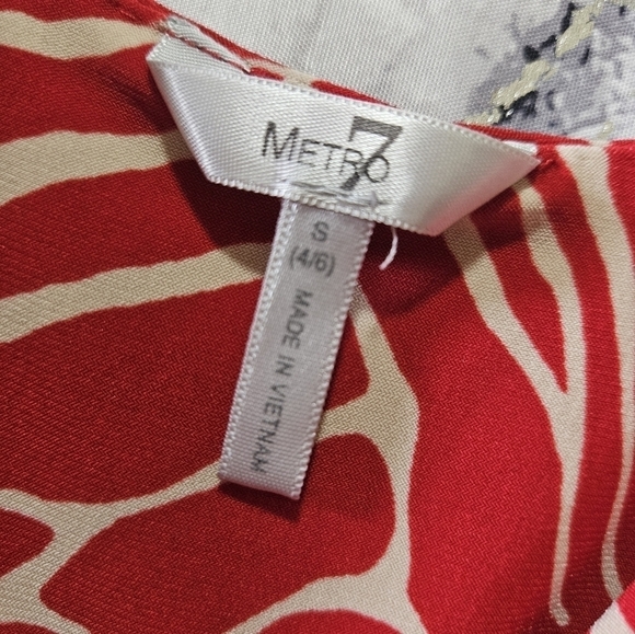 Metro 7 Red & off-white Sundress, very stretchy & lightweight, unlined, Sz  S - Picture 6 of 12
